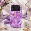 Luxury Lavender Purple Gold Foil Marble iPhone Case | MagSafe Compatible