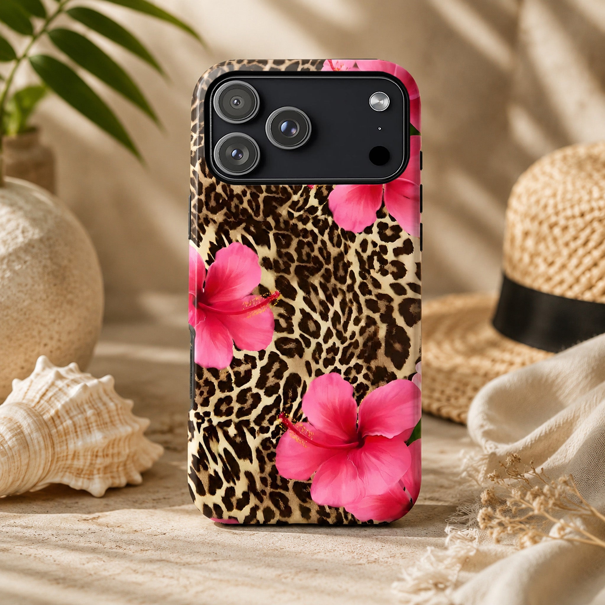 Leopard Hibiscus Art iPhone Case | MagSafe Compatible